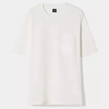 Футболка Bershka Short Sleeve Boxy Fit With Pocket, белый