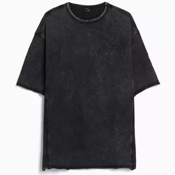 Футболка Bershka Short Sleeve Faded, черный