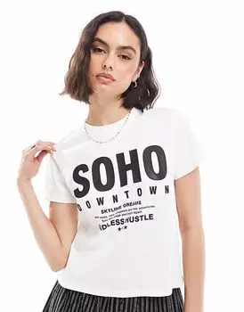 Футболка Bershka Soho oversize белого цвета
