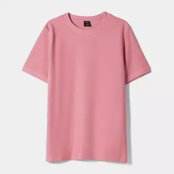 Футболка Bershka Textured Short-sleeve, розовый