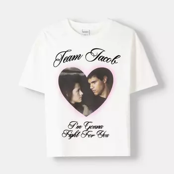 Футболка Bershka Twilight Short Sleeve, белый