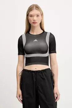 Футболка бесшовная облегающая Baby Tee Adidas Originals, черный