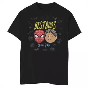 Футболка Best Buds с разбросанными словами для мальчиков 8–20 лет с изображением «Человека-паука Marvel» вдали от дома Marvel