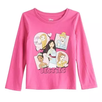 Футболка Besties с длинными рукавами и рисунком «Принцессы Диснея» для девочек 4–12 лет от Jumping Beans Disney/Jumping Beans, цвет Pink Princess