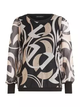 Футболка Betty Barclay Langarm-Shirt mit Plissee, цвет Schwarz/Beige