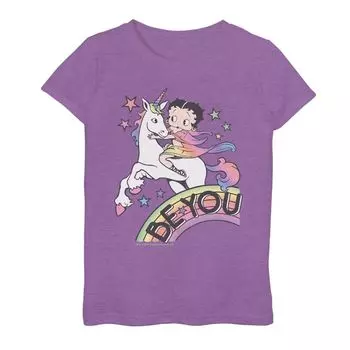 Футболка Betty Boop Riding Unicorn для девочек 6–16 лет с рисунком Pride "Be You" Licensed Character
