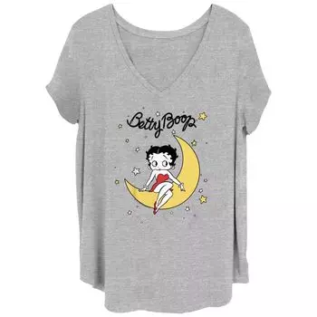 Футболка Betty Boop Sitting On Moon с V-образным вырезом и графическим рисунком для юниоров больших размеров Licensed Character