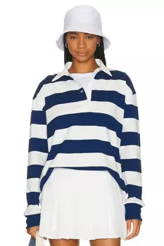 Футболка BEVERLY HILLS x REVOLVE Beverly Hills Oversized Long Sleeve Rugby, цвет Navy & White