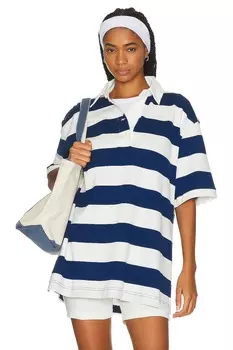 Футболка BEVERLY HILLS x REVOLVE Oversized Short Sleeve Rugby, цвет Navy & White