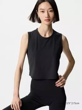 Футболка без рукавов airism soft ribbed Uniqlo, цвет 09 черный
