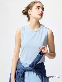 Футболка без рукавов airism soft ribbed Uniqlo, цвет 61 синий