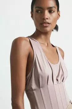 Футболка без рукавов Atelier с декоративным корсетом Reiss, мультиколор