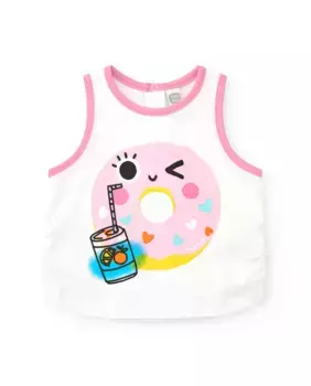 Футболка без рукавов для девочек с контрастной отделкой Tuc tuc, белый