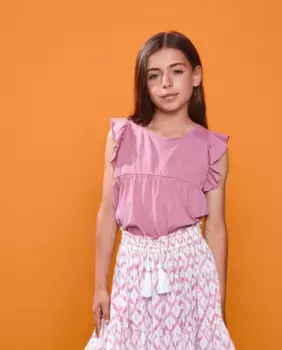 Футболка без рукавов для девочки с рюшами на проймах Kids El Corte Ingls, цвет 284 Lila