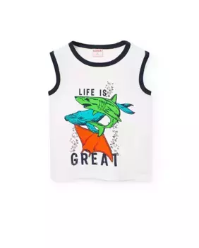 Футболка без рукавов для мальчика с рисунком спереди Boboli, белый