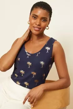 Футболка без рукавов из джерси с широким вырезом Love & Roses, синий