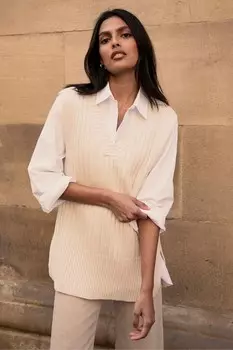 Футболка без рукавов из рубчатого трикотажа с V-образным вырезом Threadbare, коричневый