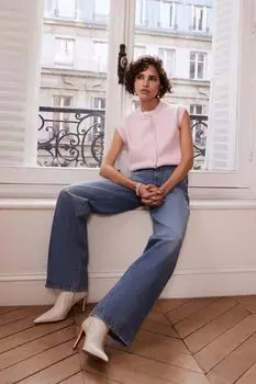 Футболка без рукавов из смесового хлопка с пуговицами Mint Velvet, розовый