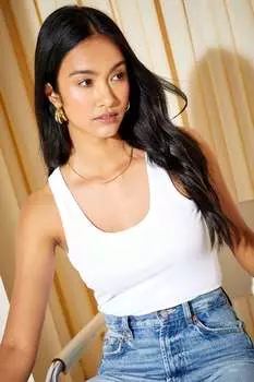 Футболка без рукавов из трикотажа с широким вырезом Friends Like These, белый