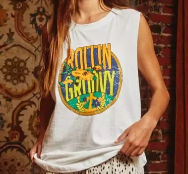 Футболка без рукавов Kimmy Graphic Tee белого цвета BUCKETLIST