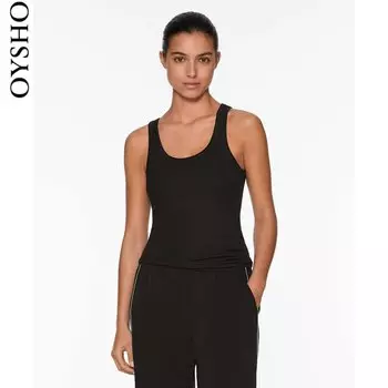 Футболка без рукавов Oysho с U-образным вырезом, черный