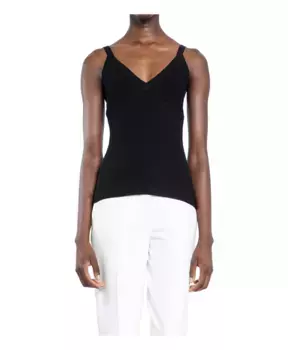 Футболка без рукавов рельефной вязки с v образным вырезом Max Mara, черный