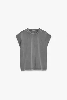 Футболка без рукавов с эффектом стирки ZARA, цвет Dark grey