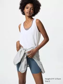 Футболка без рукавов с драпировкой Uniqlo, белый