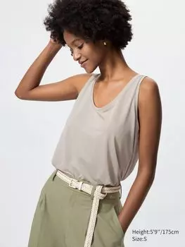 Футболка без рукавов с драпировкой Uniqlo, белый