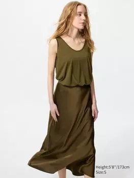 Футболка без рукавов с драпировкой Uniqlo, зеленый