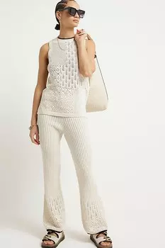 Футболка без рукавов с контрастным краем River Island, бежевый