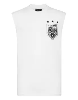 Футболка без рукавов с круглым вырезом Tiger Crest Edition Plein Sport, цвет White / Black