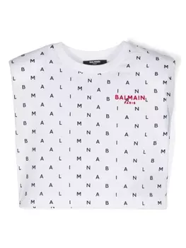 Футболка без рукавов с логотипом Balmain Kids, белый