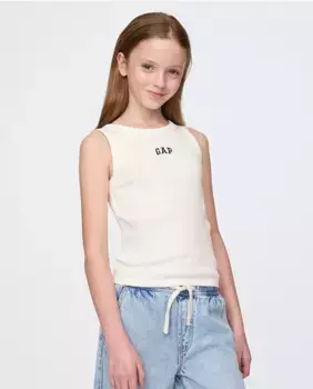 Футболка без рукавов с логотипом для девочек Gap, белый