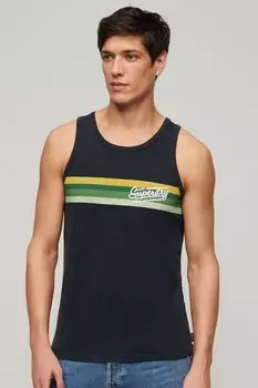 Футболка без рукавов с полосатым логотипом Superdry, синий