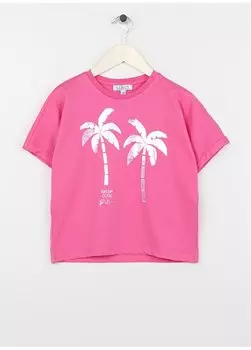 Футболка без рукавов с позолоченным вырезом фуксии для девочек PALM GIRL-23 Limon