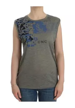 Футболка без рукавов с принтами Costume National, серый