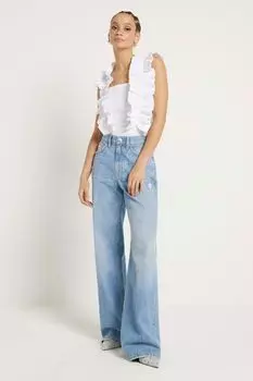 Футболка без рукавов с рюшами River Island, белый