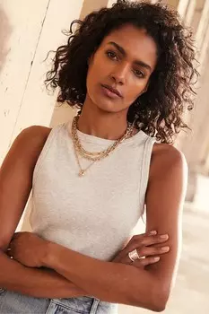 Футболка без рукавов с высоким вырезом Mint Velvet, серый