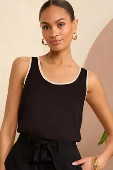 Футболка без рукавов спереди атлас сзади трикотаж Love & Roses, черный