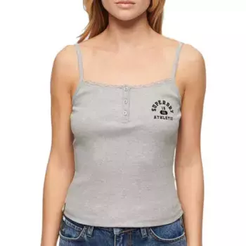 Футболка без рукавов Superdry Athletic Graphic Button Cami, серый