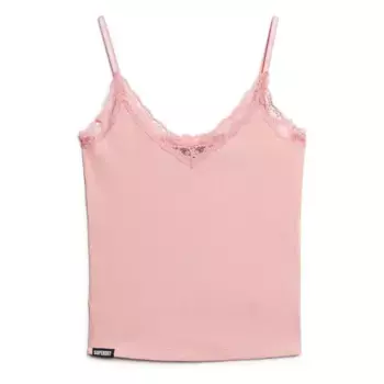 Футболка без рукавов Superdry Essential Lace Trim, розовый