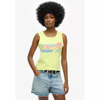 Футболка без рукавов Superdry Outdoor Stripe Scoop, желтый