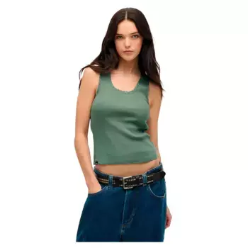 Футболка без рукавов Superdry Vintage Lace Trim, зеленый