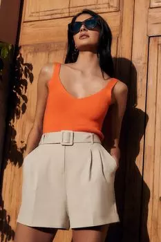 Футболка без рукавов в рубчик с V-образным вырезом Friends Like These, оранжевый