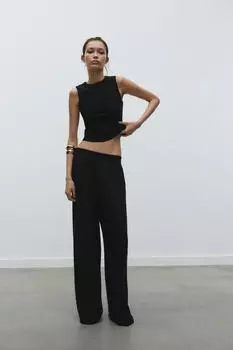 Футболка без рукавов в рубчик ZARA, черный