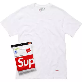 Футболка без тегов X Hanes, 3 шт Supreme, 3 Pack (White)