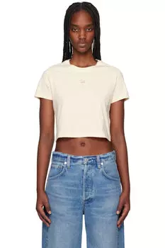 Футболка бежевая с нашивкой Baby Fox для малышей Maison Kitsun