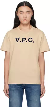 Футболка бежевая Standard Grand 'VPC' A.P.C., бежевый/темно-синий