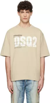 Футболка бежевого свободного кроя «DSQ2» Dsquared2